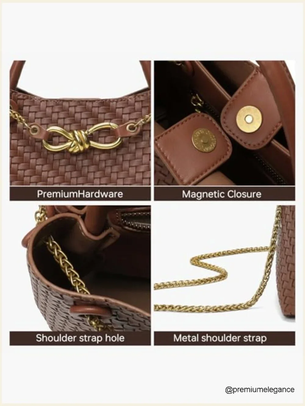 Woven Suede Small Tote Bag, Structured Top-Handle Satchel, Gold-Tone Clasp